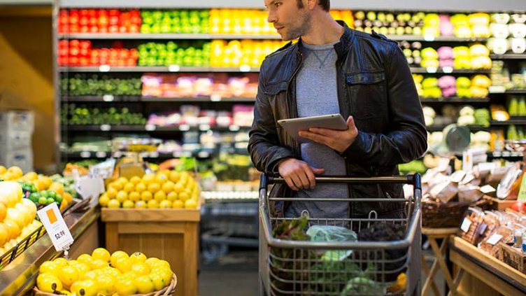 Man buying grocery from departmental store
