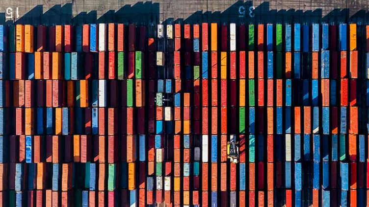 Multiple containers are in the industrial factory