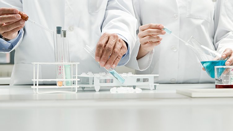 Lab technicians are research something