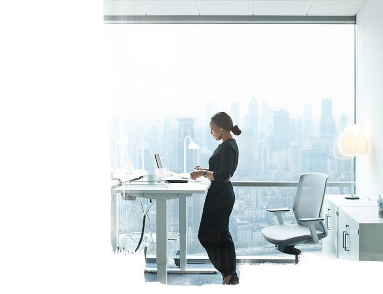 A woman standing and looking system