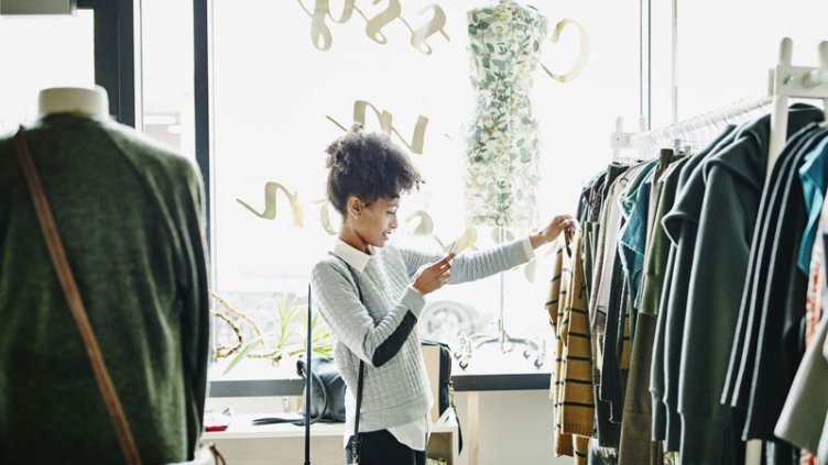 A man select dress and shopping in showroom